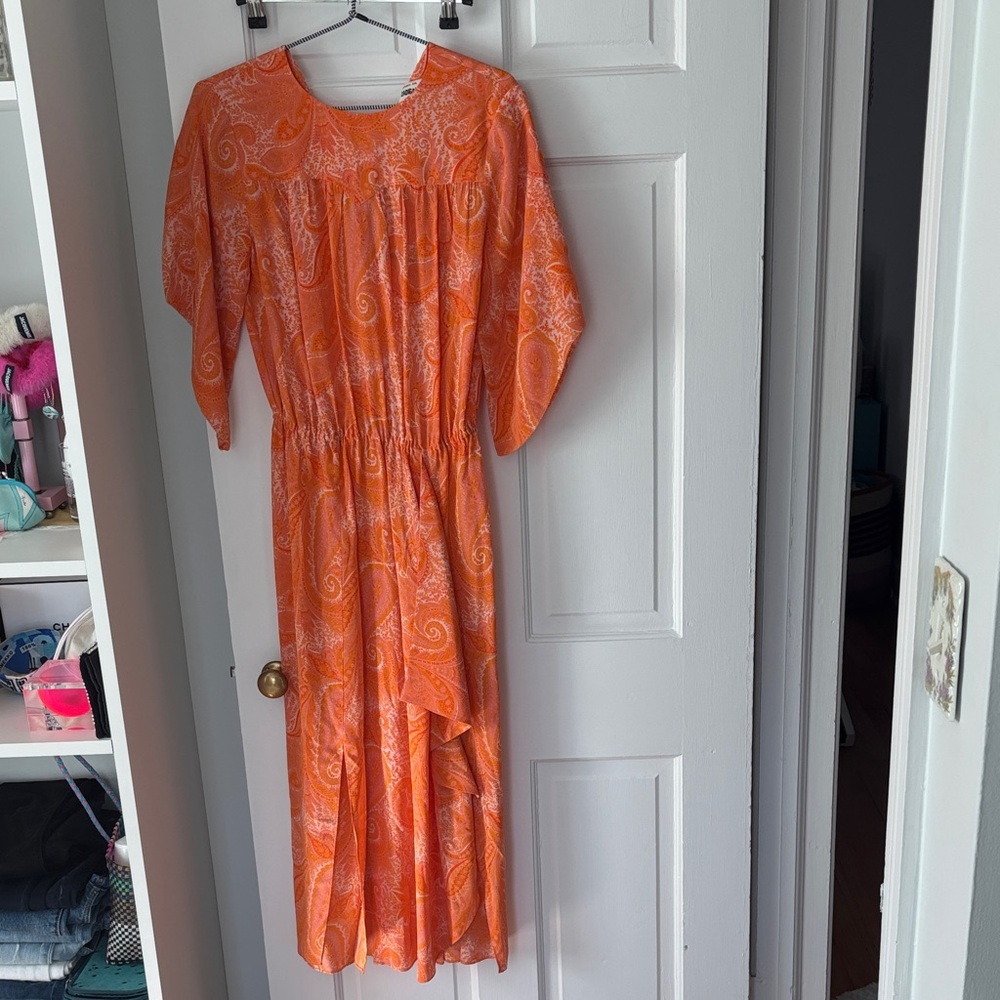 Zadig & Voltaire Orange Paisley Maxi Dress NWT